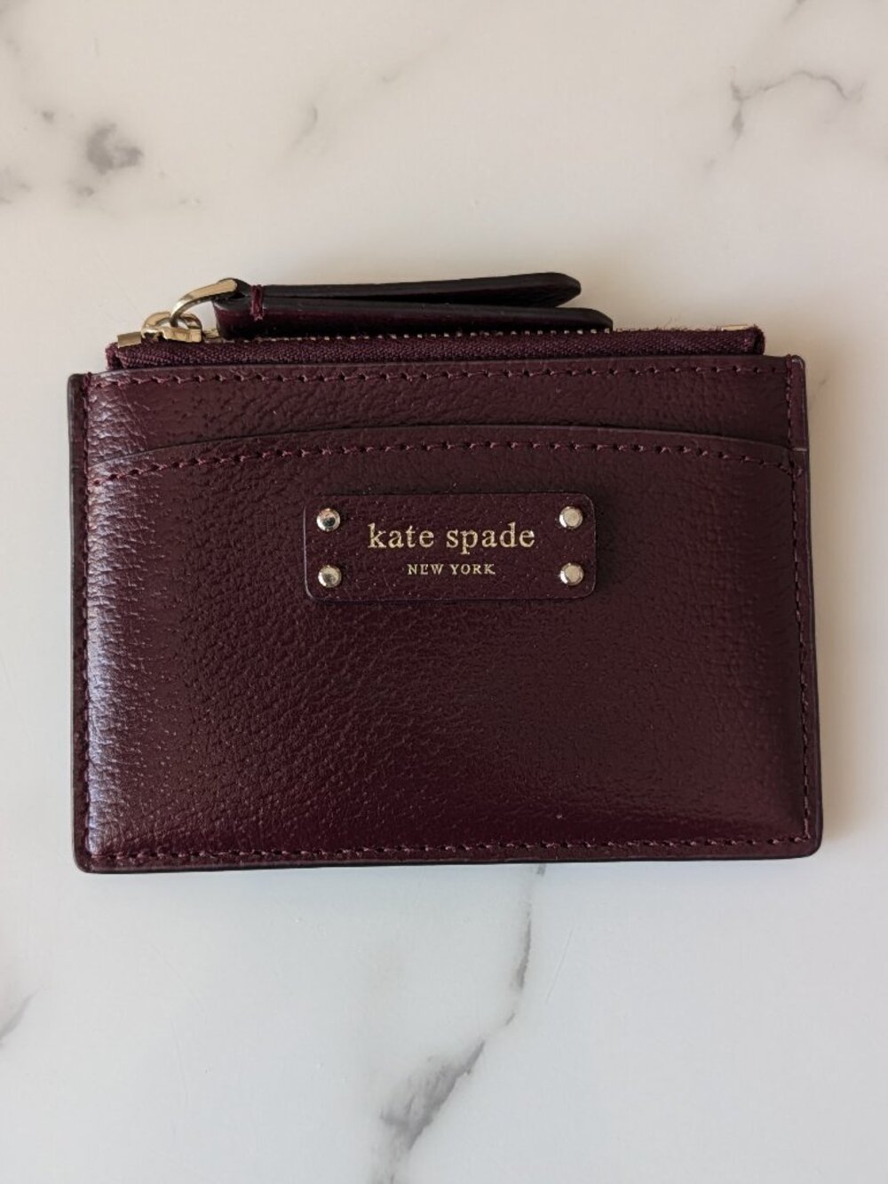 Kate Spade Burgundy Slim Compact Card Case / Coin Purse
